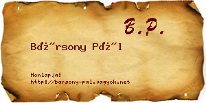Bársony Pál névjegykártya